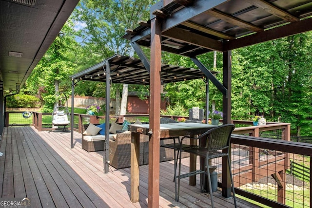 14905 Thompson Rd, Milton, GA 30004 - wooden terrace featuring outdoor dining area