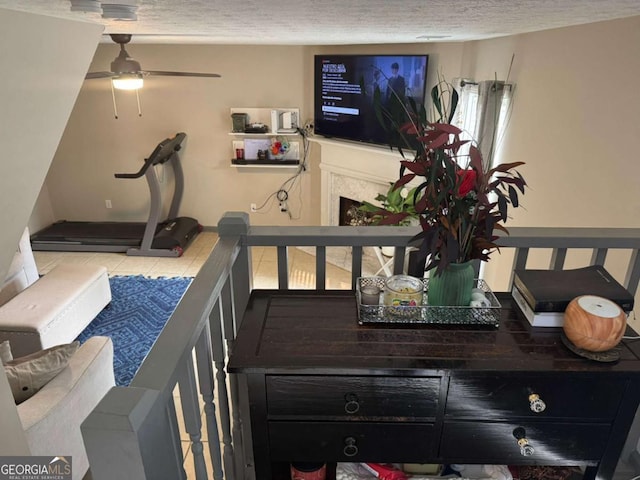 4678 Browns Mill Ferry Rd, Lithonia, GA 30038 - living area with a ceiling fan and a textured ceiling
