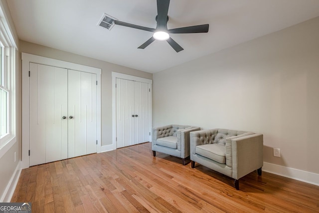 4446 Huntington Cir, Atlanta, GA 30338 - sitting room with light wood-type flooring and a ceiling fan