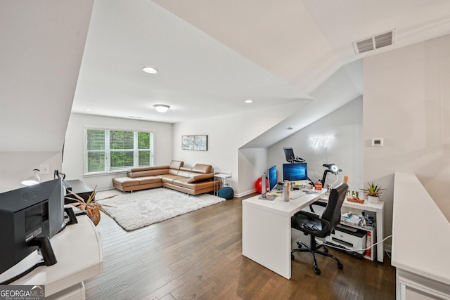 20056 Windalier Way, Roswell, GA 30076 - office space featuring wood finished floors, recessed lighting, and vaulted ceiling