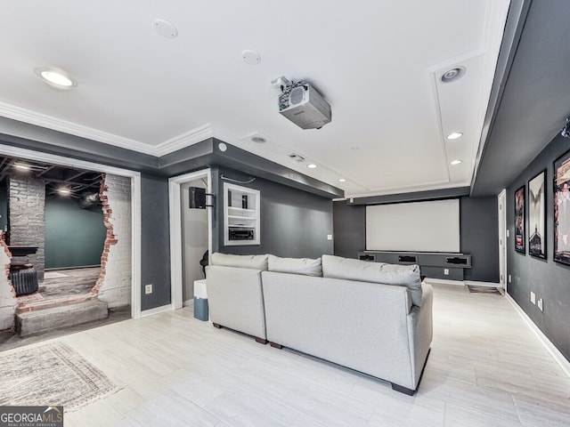 646 Darlington Cir NE, Atlanta, GA 30305 - home theater with baseboards, crown molding, and recessed lighting