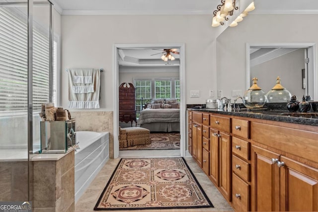 1000 Deep Water Way, Greensboro, GA 30642 - full bath featuring ensuite bathroom, ornamental molding, vanity, a bath, and ceiling fan