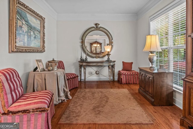 1000 Deep Water Way, Greensboro, GA 30642 - living area featuring wood finished floors and crown molding
