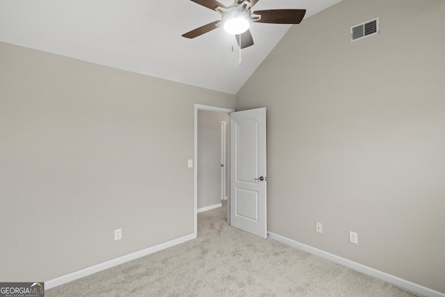 165 Heaton Place Trl, Covington, GA 30016 - unfurnished room with ceiling fan, carpet, baseboards, and lofted ceiling