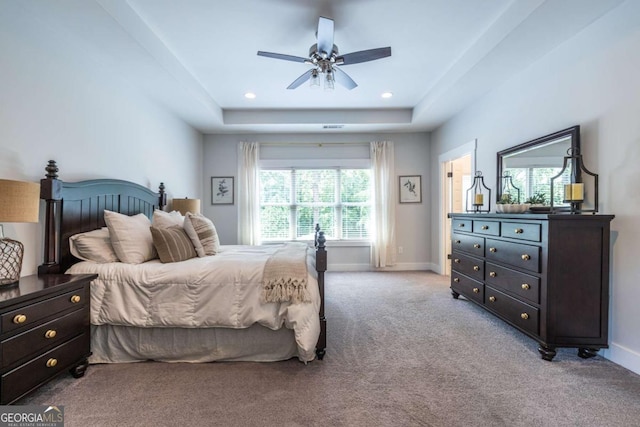 1753 Russell St SE, Atlanta, GA 30316 - bedroom featuring light carpet, a raised ceiling, baseboards, and a ceiling fan