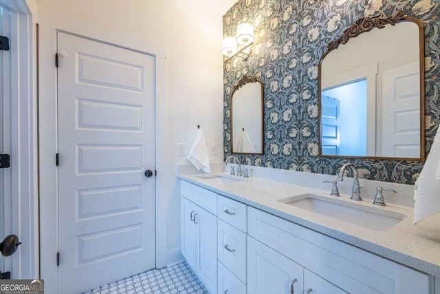 1753 Russell St SE, Atlanta, GA 30316 - full bathroom featuring wallpapered walls and double vanity