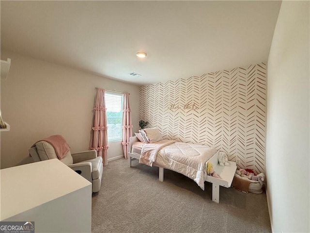 5996 Screech Owl Dr, Flowery Branch, GA 30542 - carpeted bedroom featuring an accent wall