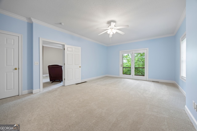 894 Oak Pointe Dr, Cleveland, GA 30528 - unfurnished bedroom with light carpet, access to exterior, ornamental molding, and baseboards