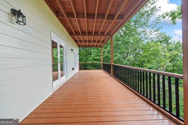 894 Oak Pointe Dr, Cleveland, GA 30528 - wooden deck with french doors