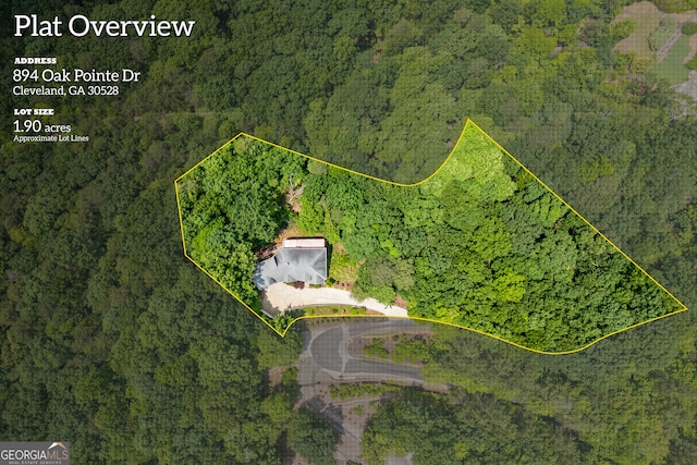 894 Oak Pointe Dr, Cleveland, GA 30528 - map / location with property parcel outlined