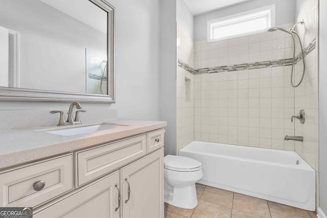 2029 Havenhurst Way, Auburn, GA 30011 - bathroom with vanity, toilet, shower / bath combination, and tile patterned flooring
