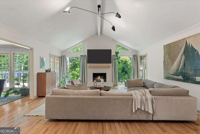 11785 Mountain Laurel Dr, Roswell, GA 30075 - living area with a brick fireplace, plenty of natural light, and light wood-type flooring