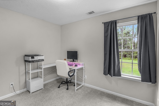 229 Wellspring Ter, Allenhurst, GA 31301 - carpeted home office featuring baseboards and a textured ceiling