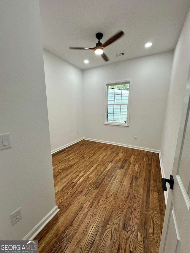 1766 W Lyle Ave, College Park, GA 30337 - unfurnished room featuring a ceiling fan, dark wood-style flooring, baseboards, and recessed lighting