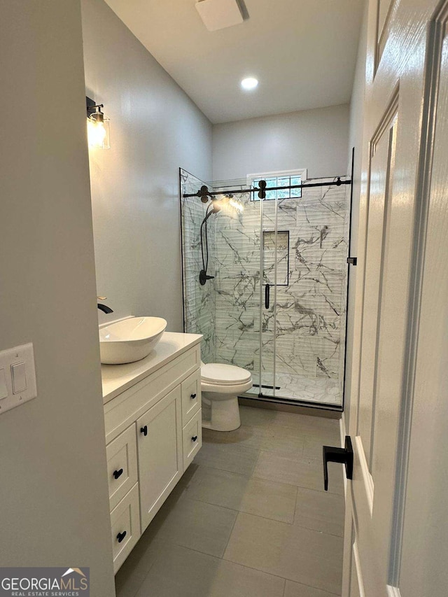 1766 W Lyle Ave, College Park, GA 30337 - full bath featuring vanity, a marble finish shower, and toilet