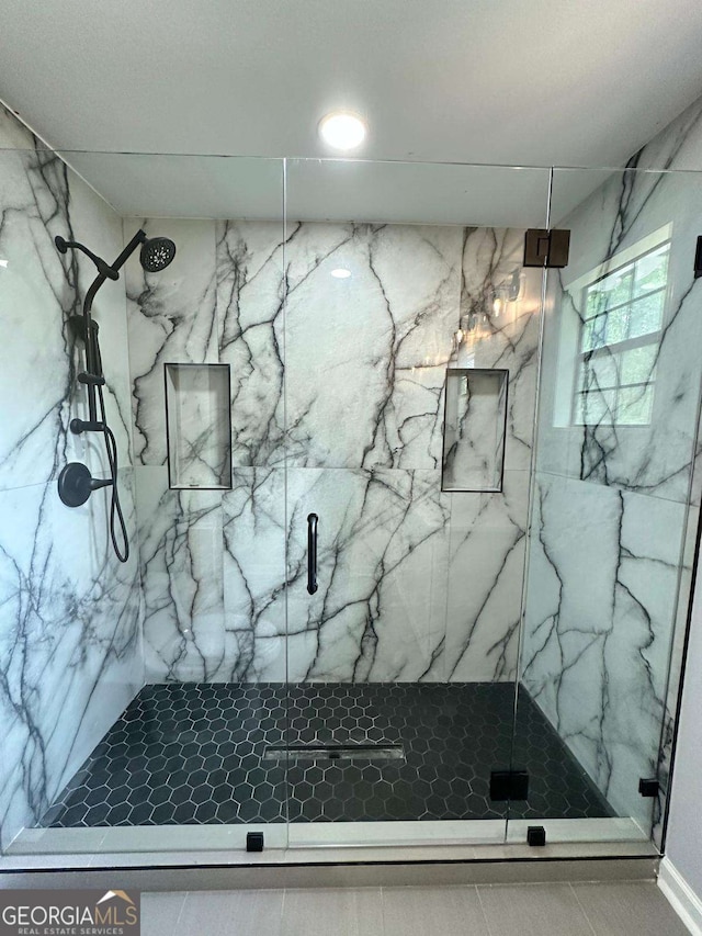 1766 W Lyle Ave, College Park, GA 30337 - full bathroom with a marble finish shower