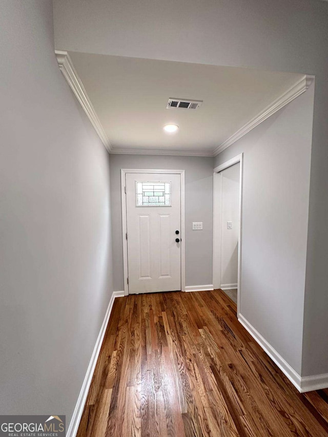 1766 W Lyle Ave, College Park, GA 30337 - entryway with crown molding, baseboards, and dark wood-style floors