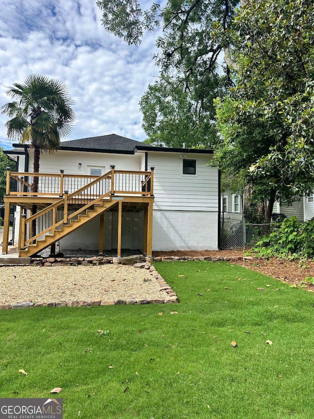 1766 W Lyle Ave, College Park, GA 30337 - rear view of property featuring stairs and a deck