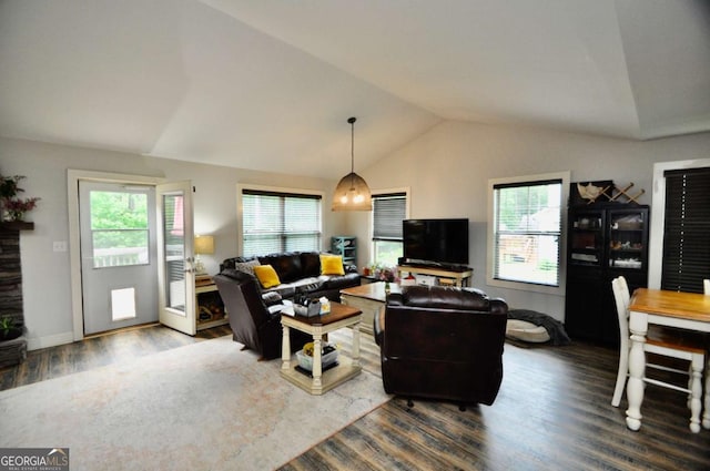 1040 Matthew Ln, Madison, GA 30650 - living area with lofted ceiling and wood finished floors