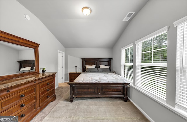 2037 Cedar Grove Rd, Conley, GA 30288 - bedroom with light carpet, lofted ceiling, and baseboards