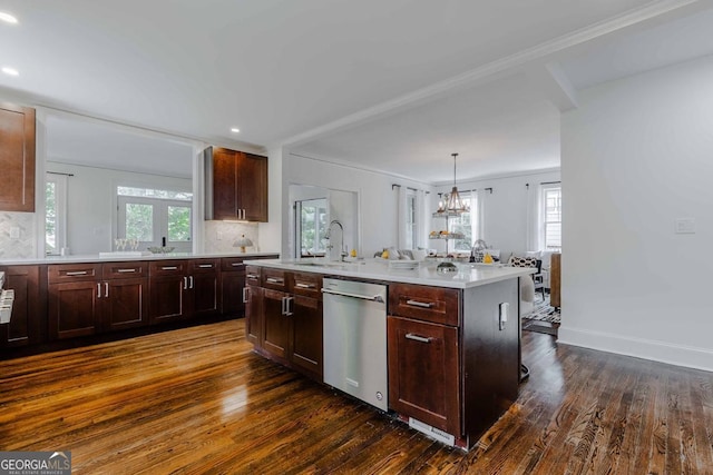 937 Rosedale Rd NE, Atlanta, GA 30306 - kitchen with dishwasher, dark wood-style floors, light countertops, plenty of natural light, and recessed lighting
