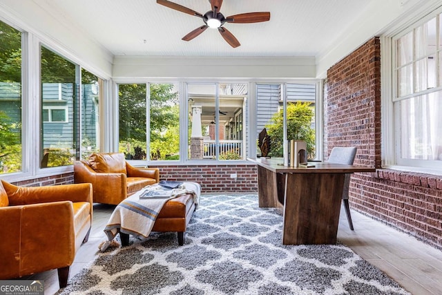 937 Rosedale Rd NE, Atlanta, GA 30306 - sunroom featuring brick wall, healthy amount of natural light, and wood finished floors