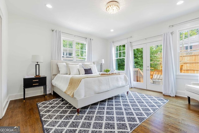 937 Rosedale Rd NE, Atlanta, GA 30306 - bedroom with access to outside, multiple windows, wood finished floors, french doors, and recessed lighting