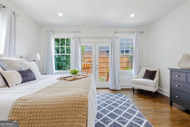 937 Rosedale Rd NE, Atlanta, GA 30306 - bedroom with french doors, wood finished floors, recessed lighting, and access to exterior