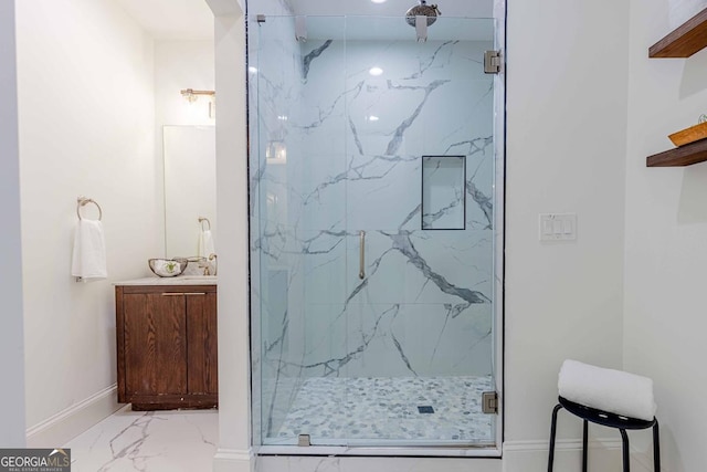 937 Rosedale Rd NE, Atlanta, GA 30306 - full bath featuring marble finish floors, a marble finish shower, and vanity