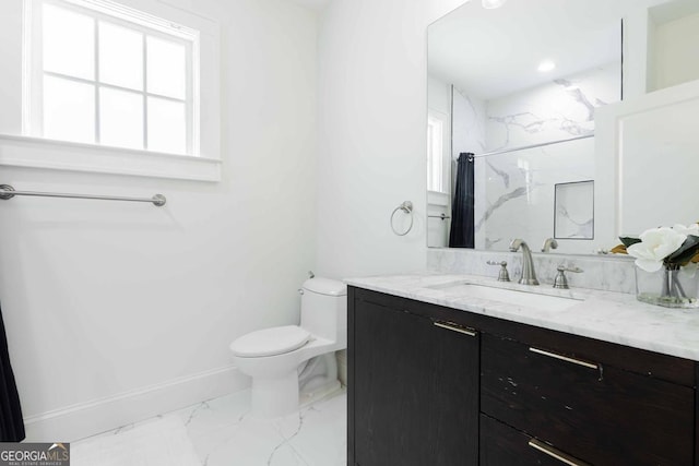 937 Rosedale Rd NE, Atlanta, GA 30306 - full bathroom with marble finish flooring, vanity, and a marble finish shower