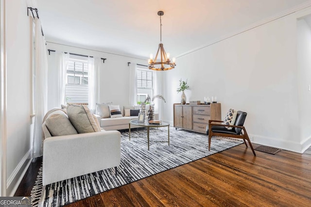 937 Rosedale Rd NE, Atlanta, GA 30306 - living room with a chandelier and wood finished floors