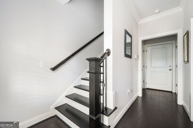 2026 Forte Ln, Alpharetta, GA 30009 - stairway featuring baseboards and hardwood / wood-style flooring