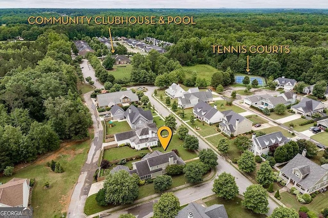 1901 Franklin Grove Pkwy, Bogart, GA 30622 - aerial perspective of suburban area with a heavily wooded area