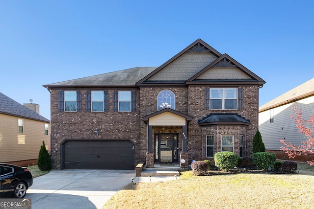 817 Nevis Way, Mcdonough, GA 30253 - craftsman-style house featuring concrete driveway, a garage, brick siding, and a front lawn