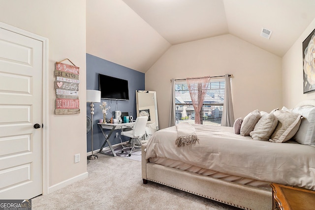 817 Nevis Way, Mcdonough, GA 30253 - bedroom featuring carpet floors, vaulted ceiling, and baseboards