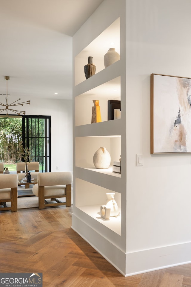555 Orme Cir NE, Atlanta, GA 30306 - hallway featuring a chandelier and recessed lighting