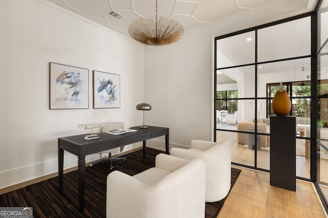 555 Orme Cir NE, Atlanta, GA 30306 - office with baseboards, wood finished floors, and recessed lighting