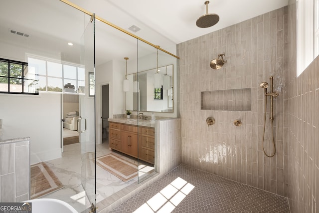 555 Orme Cir NE, Atlanta, GA 30306 - full bath featuring a tile shower, vanity, and toilet