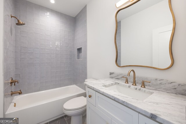 555 Orme Cir NE, Atlanta, GA 30306 - full bathroom with vanity, toilet, tub / shower combination, and recessed lighting