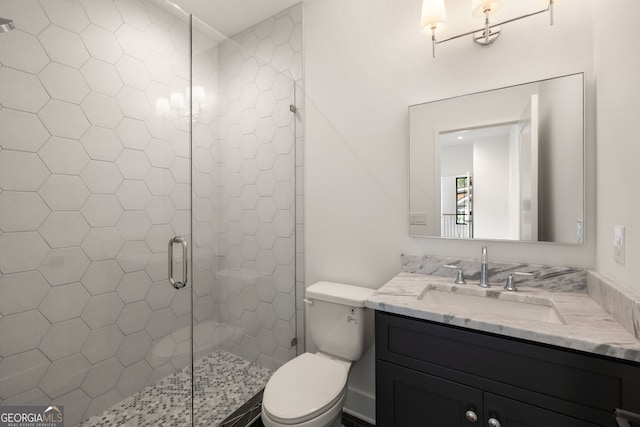 555 Orme Cir NE, Atlanta, GA 30306 - bathroom with toilet, vanity, and a stall shower