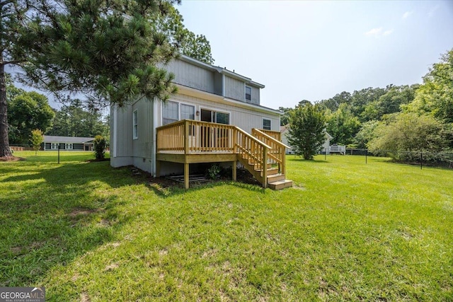 437 Edgewater Cir, Macon, GA 31220 - rear view of house with a deck and stairs