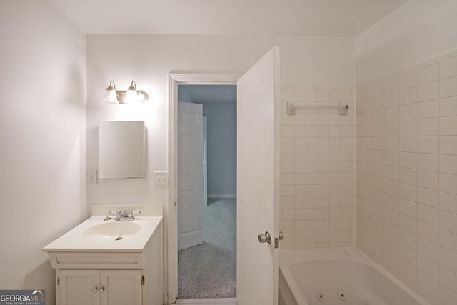 2394 Burch Cir NE, Brookhaven, GA 30319 - bathroom with vanity and a combined bath / shower with jetted tub