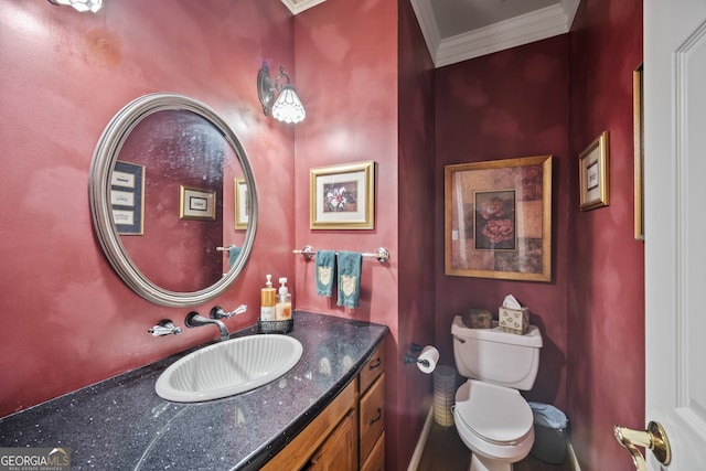 569 Fairway Dr, Woodstock, GA 30189 - half bathroom with ornamental molding and vanity