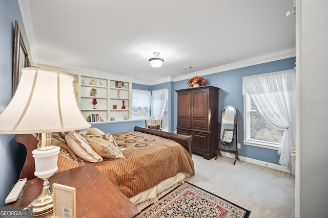 569 Fairway Dr, Woodstock, GA 30189 - bedroom with light carpet and ornamental molding
