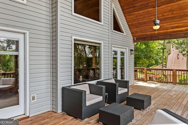 291 Thomas Dr, Eatonton, GA 31024 - wooden deck with french doors