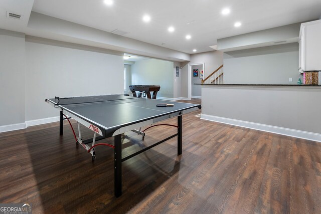 10135 High Falls Pointe, Johns Creek, GA 30022 - playroom featuring baseboards, dark wood finished floors, recessed lighting, and billiards