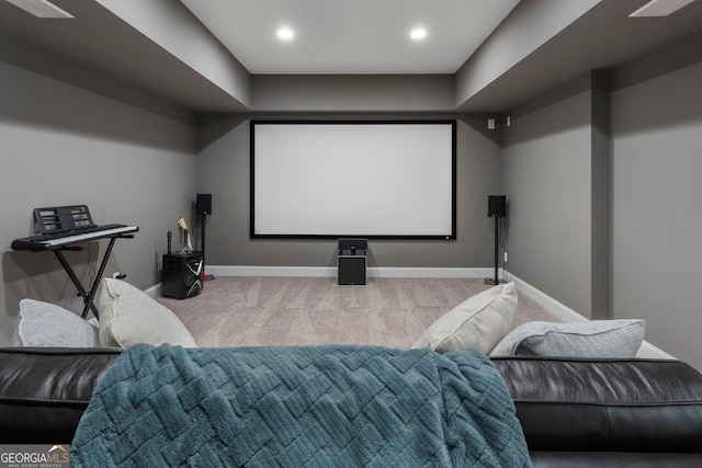 10135 High Falls Pointe, Johns Creek, GA 30022 - home theater room featuring carpet flooring, baseboards, and recessed lighting