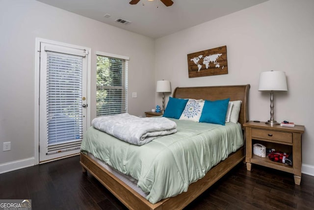 3005 Devoncroft St SE, Smyrna, GA 30080 - bedroom with access to outside, wood finished floors, baseboards, and ceiling fan