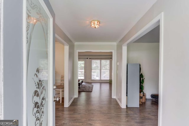 2005 Ashton Pointe Dr, Dacula, GA 30019 - foyer entrance featuring dark wood-style floors, ornamental molding, and baseboards