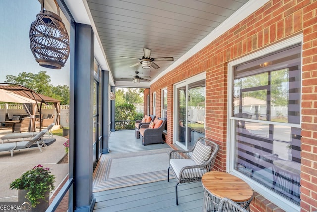 2717 Old Eastman Rd, Cadwell, GA 31009 - wooden deck with a gazebo and ceiling fan